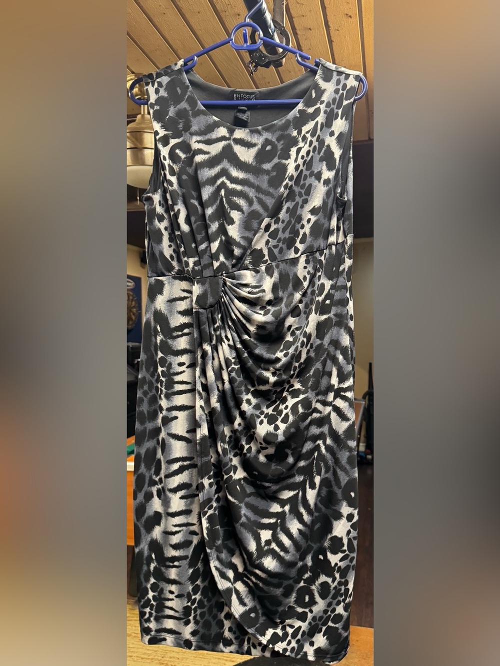 Enfocus Studio animal, print wrap dress.